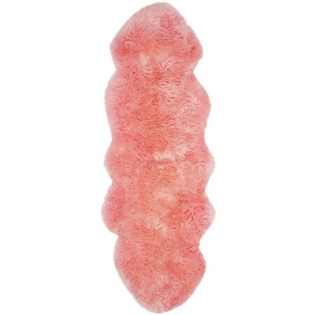 Flowers First 2 x 6 ft. Sheep Skin Natural Sheep Skin Made within Acid Dying Runner Rug, Solid Pink FL1909646